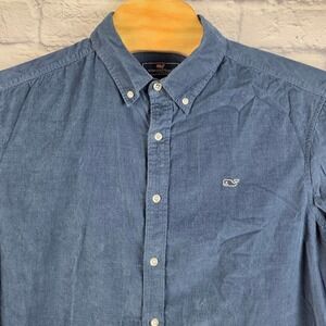 Vineyard Vines Men Blue Corduroy Whale Shirt Classic Fit Button Down Size XL